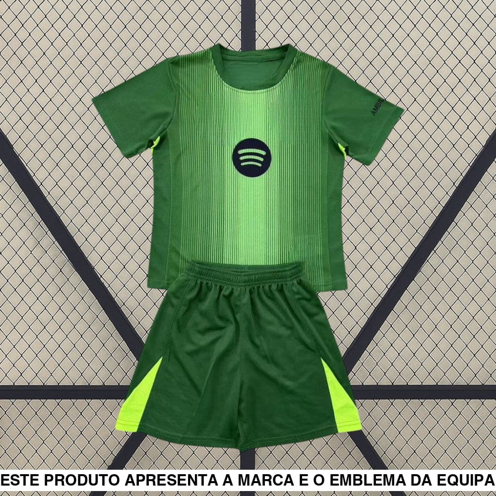 Equipamento Infantil Barcelona 25-26 Guarda-Redes Verde Equipación Niño